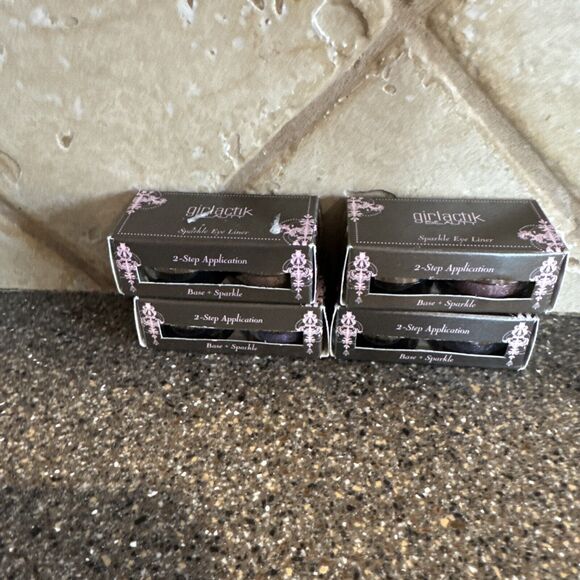 Girlactik Sparkle Eye Liner 2 Step Base & Sparkle Set Of 4 New Silver Pink Gold - Picture 1 of 2